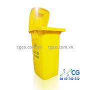 Thùng rác nhựa 120L y tế màu vàng bỏ rác nguy hại